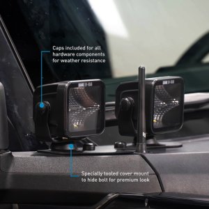 Ford Bronco Light Pods - A-Pillar Ditch - Borne Off-Road - 3x3 Flood Beam, 4-piece Upfit - `21-`27